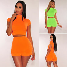 Load image into Gallery viewer, Summer Women 2PCS Top And Pants Clothes For Women Yoga Suit Sport Gym Running Neon Green Fitness Clothing Workout Tracksuit