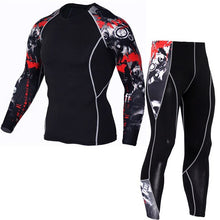 Load image into Gallery viewer, Sportwear Rashgard Sport Shirt Men Compression Pants Punisher Gym Running Shirt Men Fitness Leggings Clothes Tight Suit