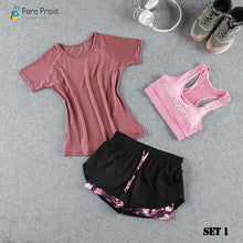 Load image into Gallery viewer, Three Piece Yoga Set Sportswear Women Sports Bra Running Suit Fitness Clothing Women Sports Shorts Gym Workout Clothes Gym Set