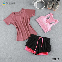 Load image into Gallery viewer, Three Piece Yoga Set Sportswear Women Sports Bra Running Suit Fitness Clothing Women Sports Shorts Gym Workout Clothes Gym Set