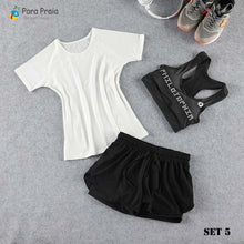 Load image into Gallery viewer, Three Piece Yoga Set Sportswear Women Sports Bra Running Suit Fitness Clothing Women Sports Shorts Gym Workout Clothes Gym Set