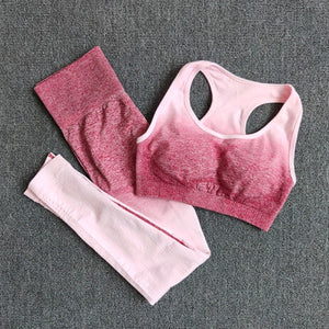 2 Piece Ombre Yoga Set Sports Bra and Leggings Women Gym Set Clothes Seamless Workout Fitness Sportswear Fitness Sports Suit