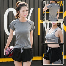 Load image into Gallery viewer, 2019 Women&#39;s Yoga Sets Running Fitness Gym Clothes Tracksuit Yoga Bra Tshirt Training Exercise Short Sport Wear Workout