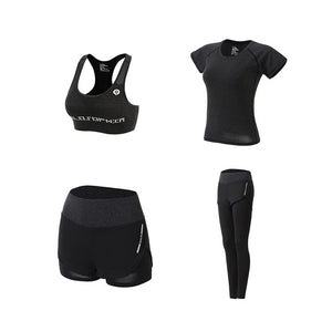 1Set/5Pcs Women's Yoga Sets Outdoor Running Yoga Jumpsuit Sport Quick Dry Fitness Gym Women Workout Clothes Sports Set