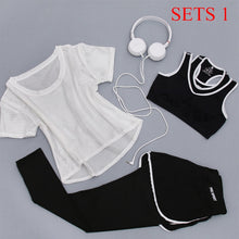 Load image into Gallery viewer, Women Sportwear 3 Pieces Suits Fitness Yoga Set T-Shirt&amp;Bra&amp;Shorts Sport Set Gym Clothes Sport Wear Training Suit Running,ZF197