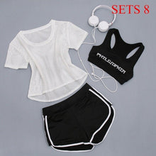 Load image into Gallery viewer, Women Sportwear 3 Pieces Suits Fitness Yoga Set T-Shirt&amp;Bra&amp;Shorts Sport Set Gym Clothes Sport Wear Training Suit Running,ZF197
