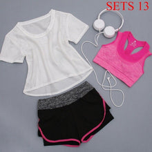 Load image into Gallery viewer, Women Sportwear 3 Pieces Suits Fitness Yoga Set T-Shirt&amp;Bra&amp;Shorts Sport Set Gym Clothes Sport Wear Training Suit Running,ZF197