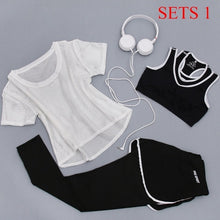 Load image into Gallery viewer, Women Sportwear 3 Pieces Suits Fitness Yoga Set T-Shirt&amp;Bra&amp;Shorts Sport Set Gym Clothes Sport Wear Training Suit Running,ZF197