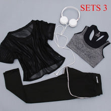 Load image into Gallery viewer, Women Sportwear 3 Pieces Suits Fitness Yoga Set T-Shirt&amp;Bra&amp;Shorts Sport Set Gym Clothes Sport Wear Training Suit Running,ZF197