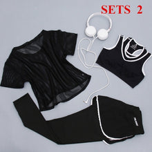 Load image into Gallery viewer, Women Sportwear 3 Pieces Suits Fitness Yoga Set T-Shirt&amp;Bra&amp;Shorts Sport Set Gym Clothes Sport Wear Training Suit Running,ZF197