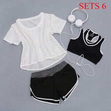 Load image into Gallery viewer, Women Sportwear 3 Pieces Suits Fitness Yoga Set T-Shirt&amp;Bra&amp;Shorts Sport Set Gym Clothes Sport Wear Training Suit Running,ZF197