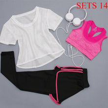 Load image into Gallery viewer, Women Sportwear 3 Pieces Suits Fitness Yoga Set T-Shirt&amp;Bra&amp;Shorts Sport Set Gym Clothes Sport Wear Training Suit Running,ZF197