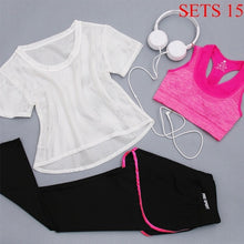 Load image into Gallery viewer, Women Sportwear 3 Pieces Suits Fitness Yoga Set T-Shirt&amp;Bra&amp;Shorts Sport Set Gym Clothes Sport Wear Training Suit Running,ZF197