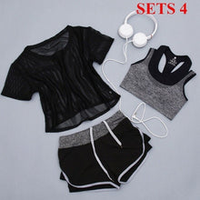 Load image into Gallery viewer, Women Sportwear 3 Pieces Suits Fitness Yoga Set T-Shirt&amp;Bra&amp;Shorts Sport Set Gym Clothes Sport Wear Training Suit Running,ZF197