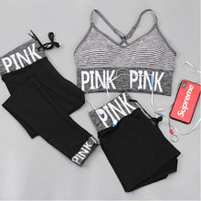 Load image into Gallery viewer, PINK Letter Sport Set Women Yoga Sets Sports Bra+Yoga Pants+Shorts Fitness Clothing Sportwear Gym Sets Women Workout Clothes