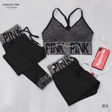 Load image into Gallery viewer, PINK Letter Sport Set Women Yoga Sets Sports Bra+Yoga Pants+Shorts Fitness Clothing Sportwear Gym Sets Women Workout Clothes