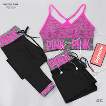 Load image into Gallery viewer, PINK Letter Sport Set Women Yoga Sets Sports Bra+Yoga Pants+Shorts Fitness Clothing Sportwear Gym Sets Women Workout Clothes