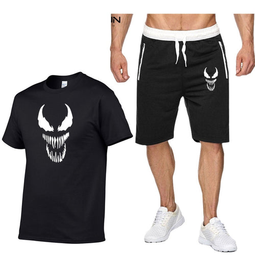 venom 2 Pcs/Set Men's Tracksuit Sports Suit Gym Fitness Compression Clothes Running Jogging Sport Wear Exercise Workout Set