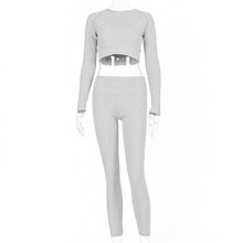 Load image into Gallery viewer, Yoga Sets Women Gym Clothes Long Sleeve Crop Top T-shirt + Seamless Leggings Pants Fitness Training Suit ensemble sport femme