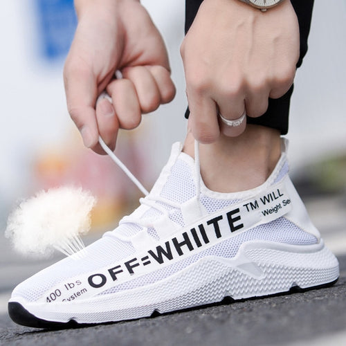 Breathable mesh light walking sneaker off white running shoes for men chaussure homme sport zapatillas running hombre