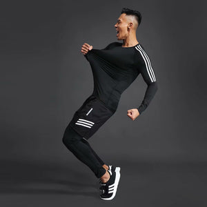 Quick-drying compression men's sports training suit men's gym jogging running suit men's tight fitness workout clothes