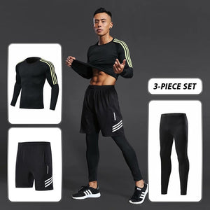 Quick-drying compression men's sports training suit men's gym jogging running suit men's tight fitness workout clothes