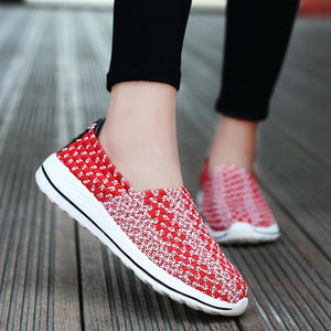 Plus Size Woven Running Shoes Woman Summer Bascket Femme Breathable Sneakers for Women Lightweight Sport Sports Slip on A-329