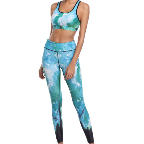 Ariel Sarah Print Yoga Set Gym Clothing Workout Clothes Multicolor Women Sportswear Fitness Suit Female Bra Leggings Set Sport