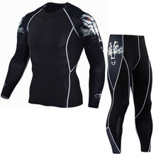 Load image into Gallery viewer, Men Compression Running jogging Suits Clothes Sport Set Long T-shirt And Pants Gym Fitness workout Tights clothes 2pcs / sets