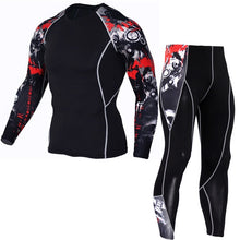Load image into Gallery viewer, Men Compression Running jogging Suits Clothes Sport Set Long T-shirt And Pants Gym Fitness workout Tights clothes 2pcs / sets