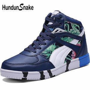 Hundunsnake Pu Leather Sneakers Women Shoes Sports Woman Sport Shoes Men Running Shoes Women High Top Bascket Femme Blue A-180