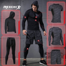 Load image into Gallery viewer, REXCHI 5 Pcs/Set Men's Tracksuit Sports Suit Gym Fitness Compression Clothes Running Jogging Sport Wear Exercise Workout Tights