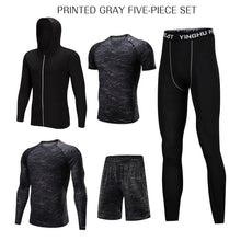 Load image into Gallery viewer, REXCHI 5 Pcs/Set Men's Tracksuit Sports Suit Gym Fitness Compression Clothes Running Jogging Sport Wear Exercise Workout Tights