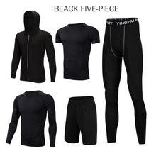 Load image into Gallery viewer, REXCHI 5 Pcs/Set Men's Tracksuit Sports Suit Gym Fitness Compression Clothes Running Jogging Sport Wear Exercise Workout Tights