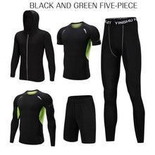 Load image into Gallery viewer, REXCHI 5 Pcs/Set Men's Tracksuit Sports Suit Gym Fitness Compression Clothes Running Jogging Sport Wear Exercise Workout Tights