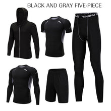 Load image into Gallery viewer, REXCHI 5 Pcs/Set Men's Tracksuit Sports Suit Gym Fitness Compression Clothes Running Jogging Sport Wear Exercise Workout Tights