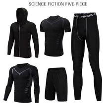 Load image into Gallery viewer, REXCHI 5 Pcs/Set Men's Tracksuit Sports Suit Gym Fitness Compression Clothes Running Jogging Sport Wear Exercise Workout Tights