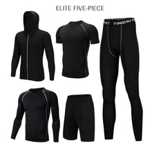 Load image into Gallery viewer, REXCHI 5 Pcs/Set Men's Tracksuit Sports Suit Gym Fitness Compression Clothes Running Jogging Sport Wear Exercise Workout Tights