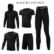 Load image into Gallery viewer, REXCHI 5 Pcs/Set Men's Tracksuit Sports Suit Gym Fitness Compression Clothes Running Jogging Sport Wear Exercise Workout Tights