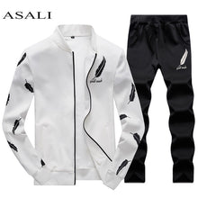 Load image into Gallery viewer, ASALI Mens Tracksuit Zipper 2019 Spring Sets Fleece Casual Men Set 3D Print Pleated Hoodies Sweatshirt Pant Suit Fitness Clothes