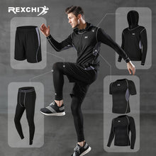 Load image into Gallery viewer, REXCHI 5 Pcs/Set Men's Tracksuit Gym Fitness Compression Sports Suit Clothes Running Jogging Sport Wear Exercise Workout Tights