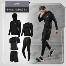 Load image into Gallery viewer, REXCHI 5 Pcs/Set Men's Tracksuit Gym Fitness Compression Sports Suit Clothes Running Jogging Sport Wear Exercise Workout Tights