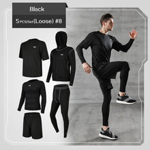 Load image into Gallery viewer, REXCHI 5 Pcs/Set Men's Tracksuit Gym Fitness Compression Sports Suit Clothes Running Jogging Sport Wear Exercise Workout Tights