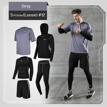 Load image into Gallery viewer, REXCHI 5 Pcs/Set Men's Tracksuit Gym Fitness Compression Sports Suit Clothes Running Jogging Sport Wear Exercise Workout Tights